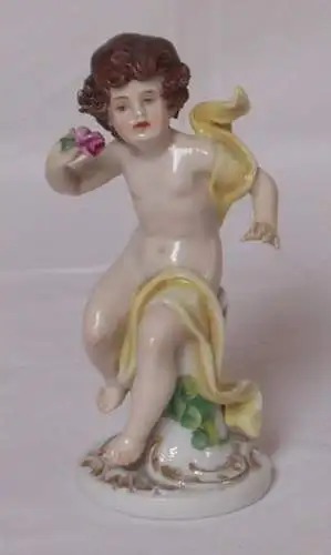 Porzellan Figur Scheibe Alsbach Mädchen m. Rose um 1910