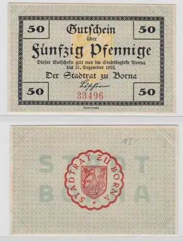 50 Pfennig Banknote Notgeld Stadt Borna o.D. - 31.12.1918 (136262)