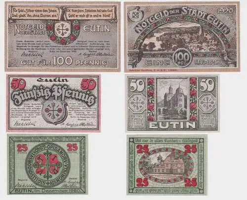 3 Banknoten Notgeld Stadt Eutin Dezember 1920 (121844)