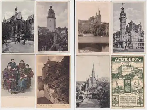 98396 AK 8x Altenburg - Schloßkirche, Nikolaiturm, Rathaus, Rote Spitzen, Kirche