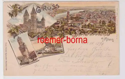 84898 Ak Lithographie Gruss aus Andernach am Rhein 1896