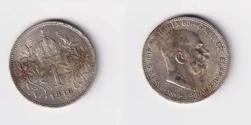 1 Krone Silber Münze Österreich 1916 f.vz (142347)