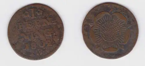 1 Pfennig Kupfer Münze Lippe 1802 ss (137306)