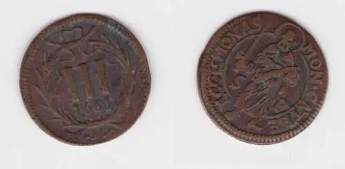 3 Pfennig Kupfer Münze Münster Dom-Kapitel 1661 ss+ (131837)