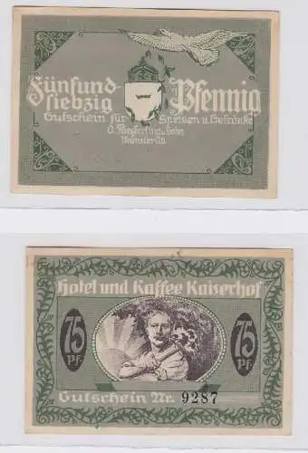 75 Pfennig Banknote Münster Hotel und Kaffee "Kaiserhof" o.D. (1921) (117630)