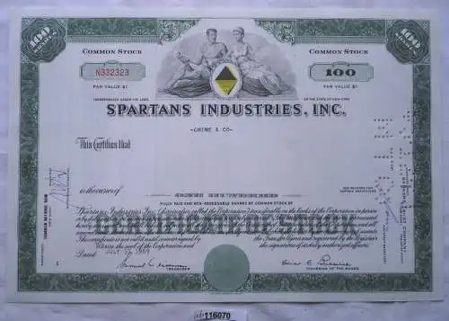 Aktie 100 Dollar Spartans Industries Inc. New York 31.7.1969 (116070)