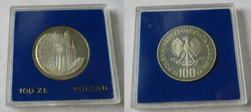 100 Zloty Silber Münze Polen Königsschloss in Krakau 1977 PP (134106)