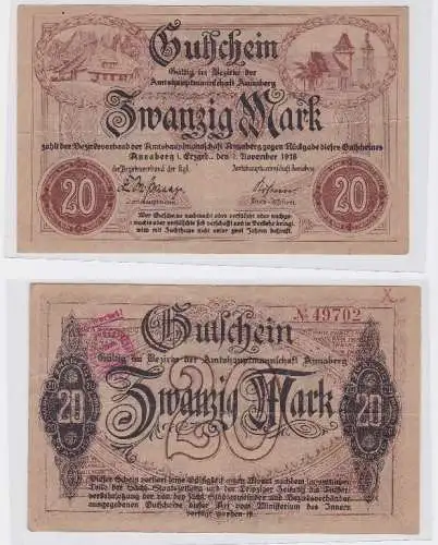 20 Mark Gutschein Banknote Amtshauptmannschaft 1.11.1918 (117444)