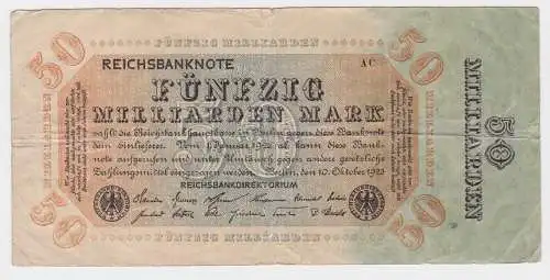 50 Milliarden Mark Banknote Berlin 10.Oktober 1923 Rosenberg 116 c (118177)