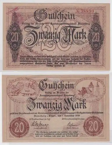 20 Mark Banknote Notgeld Amtshauptmannschaft Annaberg 1.11.1918 (152065)