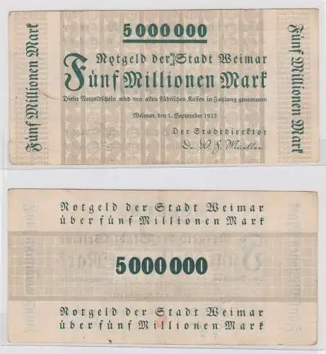 5 Millionen Mark Banknote Notgeld der Stadt Weimar 1.September 1923 (153650)