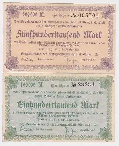 2 Banknoten Inflation Amtshauptmannschaft Stollberg i.E. 1923 (150427)