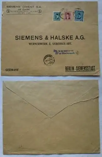 124362 Firmen Brief von Siemens Ägypten nach Berlin Siemensstadt 1938