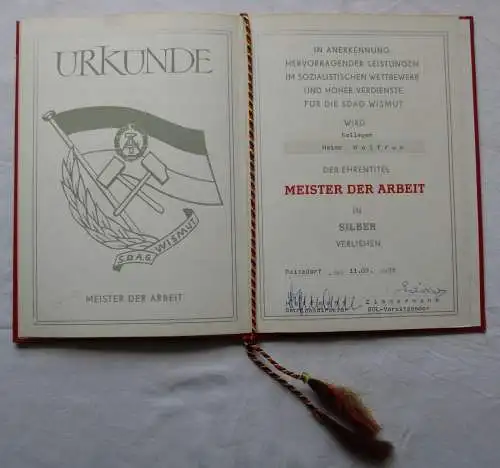 DDR Abzeichen Ehrentitel "Meister der Arbeit" SDAG Wismut Silber 1986 (114684)