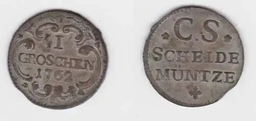 1 Groschen Silber Münze Sachsen 1762 CS ss (141685)