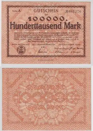 100000 Mark Banknote Stadt Bonn 1.Juni 1923 (153957)