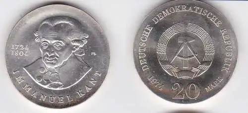 DDR Gedenk Münze 20 Mark Emmanuel Kant 1974 (128505)