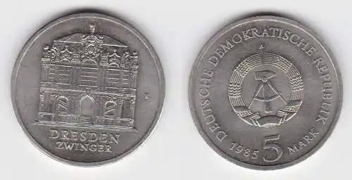 DDR Gedenk Münze 5 Mark Dresden Zwinger 1985 Stempelglanz (140858)