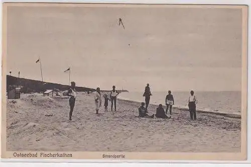 900186 Ak Ostseebad Fischerkathen - Strandpartie um 1915