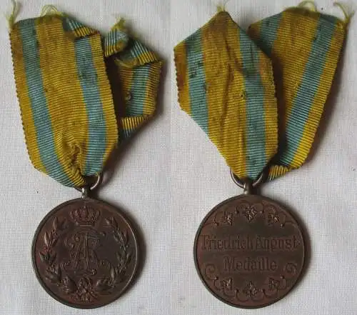 Sachsen Friedrich August Medaille in Bronze mit Band (154023)