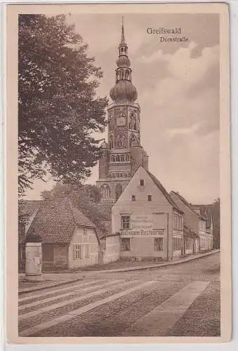 19313 Ak Greifswald Domstraße Restaurant Rubenow um 1930