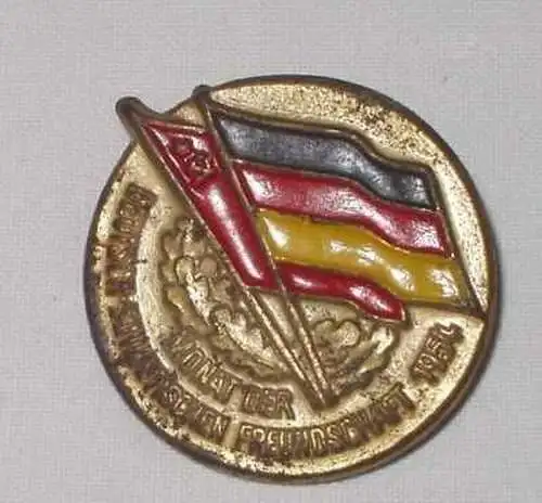 altes DDR Blech Abzeichen Monat der DSF 1954