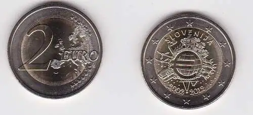 2 Euro Bi-Metall Münze Slowenien 2012 10 Jahre Euro-Bargeld (167308)