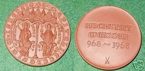 DDR Porzellan Medaille Hochstift Meißen 968-1968