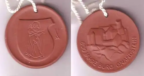 braune DDR Porzellan Medaille 800 Jahre Burg Gnandstein