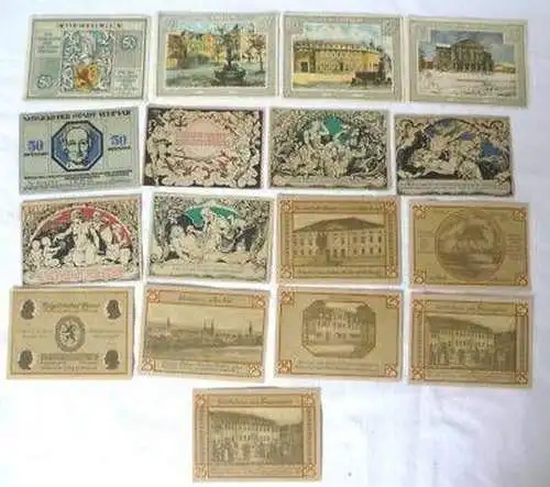 17 Banknoten Notgeld Stadt Weimar 1921