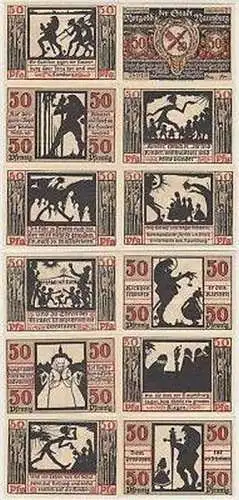 12 Banknoten Notgeld Stadt Naumburg Kirschenfest 1921