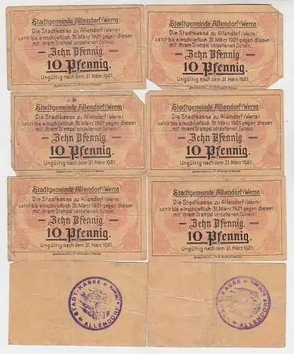 8 Banknoten Notgeld Stadtgemeinde Allendorf (Werra) 1921