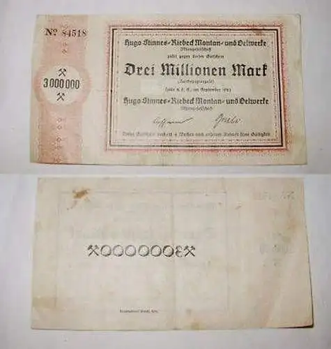 Banknote Inflatione 3 Millionen Mark Halle a.S. 1923