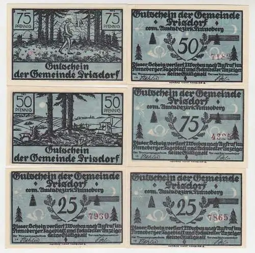 6 x Banknoten Notgeld Gemeinde Prisdorf ohne Jahr um 1921