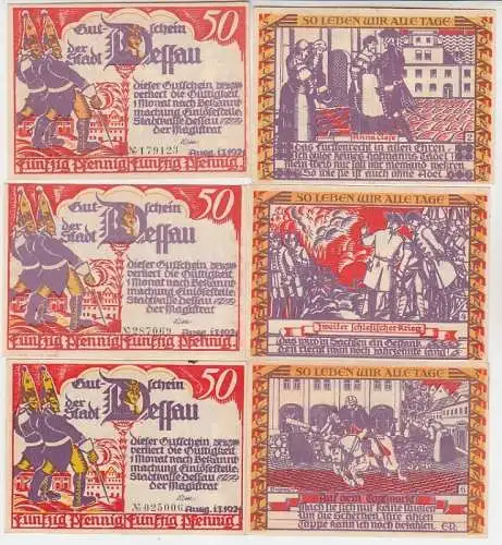 6 Banknoten Notgeld der Stadt Dessau 1921