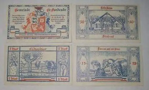 4 Banknoten Notgeld der Gemeinde Groß Nordende 1921