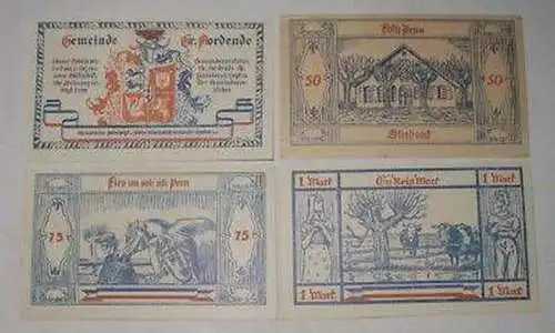 4 Banknoten Notgeld der Gemeinde Groß Nordende 1921