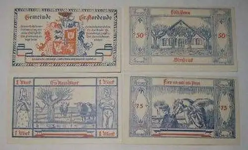 4 Banknoten Notgeld der Gemeinde Groß Nordende 1921