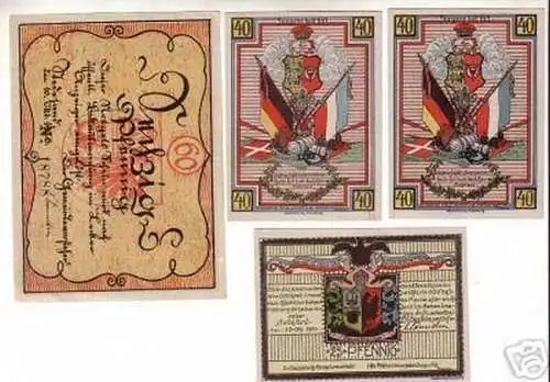 4 Banknoten Notgeld der Gemeinde Stedesand 1920