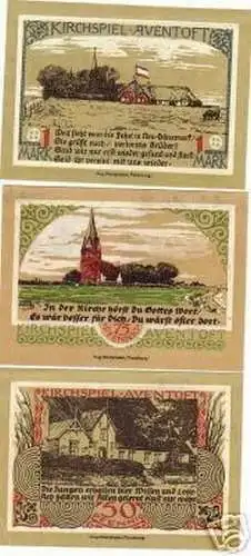 3 Banknoten Notgeld Kirchspiel Arentoft 1921