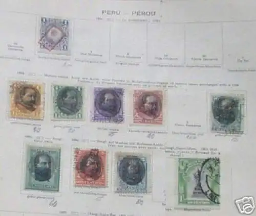 10 seltene Briefmarken Peru vor 1900