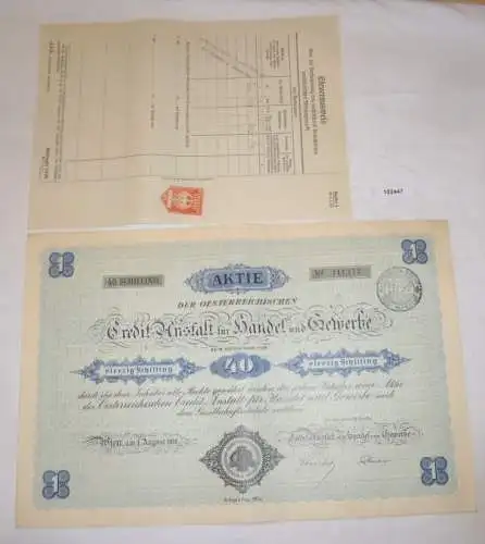 Aktie 40 Schilling Österreich Credit Anstalt für Handel und Gewerbe 1926