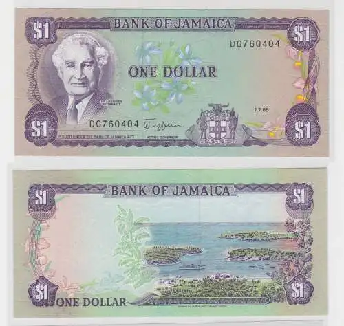 1 Dollar Banknote Jamaika Jamaica 1989 bankfrisch UNC Pick 68 (138794)