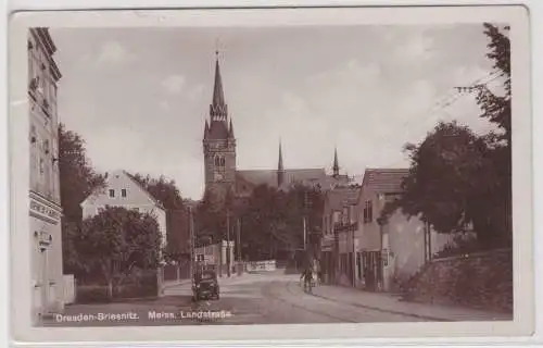 03728 Ak Dresden Brießnitz Meissner Landstraße mit Auto um 1920