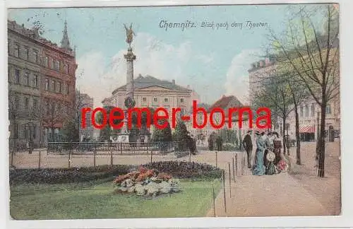 77010 Ak Chemnitz Blick nach dem Theater 1908