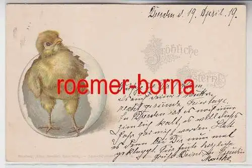 69701 Künstler Ak Fröhliche Ostern! Küken guckt aus dem Ei 1919