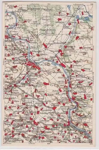903352 Landkarten Ak Wona-Karte C Riesa, Strehla, Lommatzsch usw.