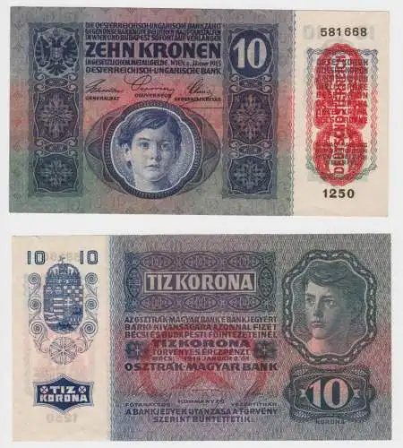 10 Kronen Banknote Österreichisch Ungarische Bank 2.1.1915 P 51 (153488)