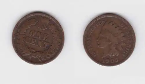 1 Cent Kupfer Münze USA 1903 ss (154565)