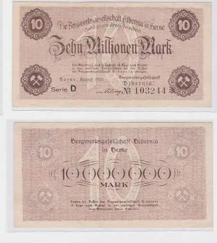 10 Millionen Mark Banknote Bergwerksgesellschaft Hibernia in Herne 1923 (120089)